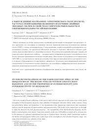 О вынужденных колебаниях электрического поля Земли на частотах гравитационно-волнового излучения двойных звездных систем и свойствах сверхчувствительности и сверхизбирательности айгеноскопии