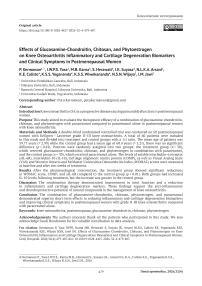 Effects of Glucosamine-Chondroitin, Chitosan, and Phytoestrogen on Knee Osteoarthritis Inflammatory and Cartilage Degeneration Biomarkers and Clinical Symptoms in Postmenopausal Women