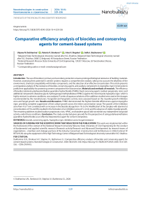 Comparative efficiency analysis of biocides and conserving agents for cement-based systems