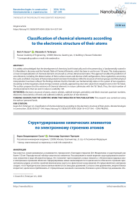 Сlassification of chemical elements according to the electronic structure of their atoms