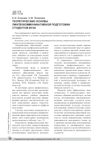 Теоретические основы лингвокоммуникативной подготовки студентов вуза