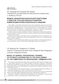 Модель общепрофессиональной подготовки студентов, способствующая развитию компетенции профессионального общения