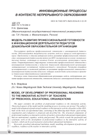 Модель развития профессиональной готовности к инновационной деятельности педагогов дошкольной образовательной организации