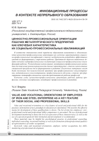 Ценностно-профессиональные ориентации рабочих металлургического предприятия как ключевая характеристика их социально-профессиональных квалификаций