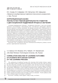 Корреляционный анализ результатов учебной деятельности студентов с дистанционной поддержкой процесса обучения