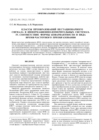 Класcы преобразований нестационарного сигнала в информационно-измерительных системах. IV. Соответствие формы ковариантности и вида время-частотного преобразования