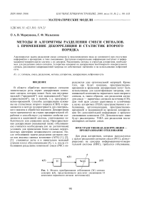 Методы и алгоритмы разделения смеси сигналов. I. Применение декорреляции и статистик второго порядка