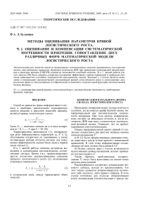 Методы оценивания параметров кривой логистического роста. Ч. 2. Оценивание и компенсация систематической погрешности измерения. Сопоставление двух различных форм математической модели логистического роста