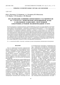 Исследование влияния порогенного растворителя на структуру монолитной неподвижной фазы в кварцевом капилляре, полученной электронно-лучевой полимеризацией in situ