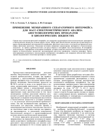 Применение мембранного сепараторного интерфейса для масс-спектрометрического анализа анестезиологических препаратов в биологических жидкостях