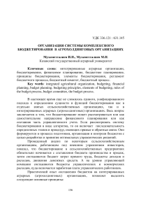 Организация системы комплексного бюджетирования в агрохолдинговых организациях