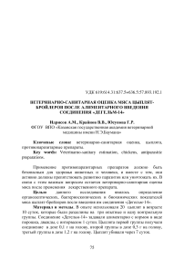 Ветеринарно-санитарная оценка мяса цыплят-бройлеров после алиментарного введения соединения «Дегельм-14»