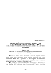 Химический состав и физико-химиче ские показатели мяса при включении в рацион кормления свиней биологически активной добавки «Гумифит»