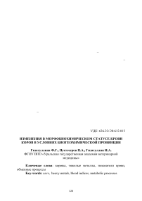 Изменения в морфобиохимическом статусе крови коров в условиях биогеохимической провинции