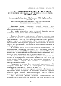 Результаты испытания «Набора препаратов для диагностики хламидиоза крупного рогатого скота методом ИФА»