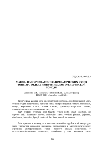 Макрои микроанатомия лимфатических узлов тонкого отдела кишечника коз оренбургской породы