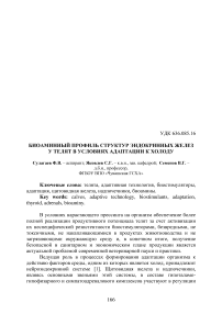 Биоаминный профиль структур эндокринных желез у телят в условиях адаптации к холоду