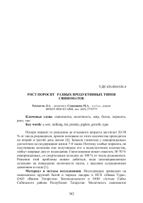 Рост поросят разных продуктивных типов свиноматок