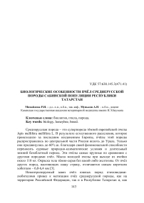 Биологические особенности пчёл среднерусской породы сабинской популяции Республики Татарстан