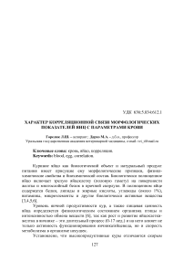 Характер корреляционной связи морфологических показателей яиц с параметрами крови