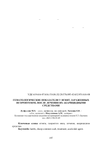 Гематологические показатели у ягнят, зараженных псороптозом, после лечения их акарицидными средствами
