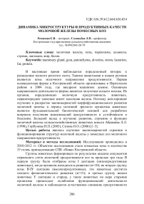 Динамика микроструктуры и продуктивных качеств молочной железы помесных коз