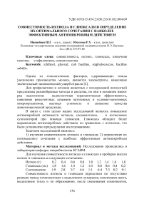 Совместимость ихтиола и глиоксаля и определение их оптимального сочетания с наиболее эффективным антимикробным действием