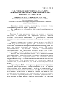 Роль генов липидного обмена (DGAT1, TG5) в улучшении хозяйственно-полезных признаков крупного рогатого скота