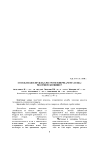 Использование трудовых ресурсов ветеринарной службы молочного комплекса