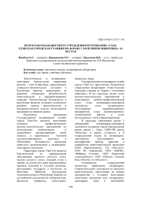 Итоги работы бюджетного учреждения ветеринарии «Улан-Удэнская городская станция по борьбе с болезнями животных» за 2013 год