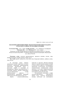 Экологический мониторинг объектов ветеринарного надзора Урмарского района Республики Чувашия