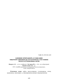 Влияние природной ассоциации микроорганизмов-деструкторов на состояние нефтезагрязненных почв