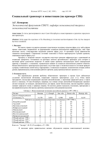 Социальный транспорт и инвестиции (на примере СПб)