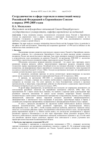 Сотрудничество в сфере торговли и инвестиций между Российской Федерацией и Европейским Союзом в период 1995-2005 годов