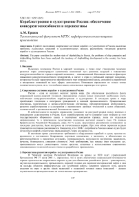 Кораблестроение и судостроение России: обеспечение конкурентоспособности и перспективы