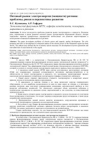 Оптовый рынок электроэнергии (мощности) региона: проблемы, риски и перспективы развития