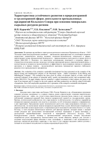 Характеристика устойчивого развития в природоохранной и трудоохранной сферах деятельности промышленных предприятий Кольского Севера при освоении минерально-сырьевых ресурсов региона