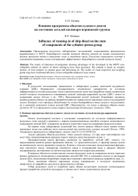 Влияние программы обкатки судового дизеля на состояние деталей цилиндро-поршневой группы