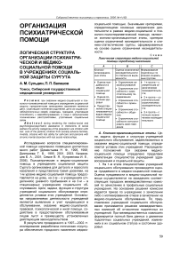 Логическая структура организации психиатрической и медико-социальной помощи в учреждениях социальной защиты Сургута