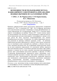Возможности использования метода капиллярного электрофореза при анализе водных вытяжек из засоленных почв