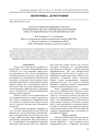 Государственная поддержка малого предпринимательства в Еврейской автономной области: мнения власти и предпринимателей