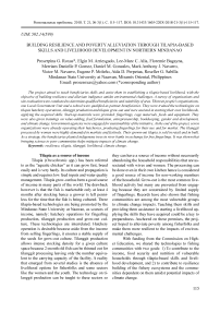 Building resilience and poverty alleviation through tilapia-based skills and livelihood development in Northern Mindanao