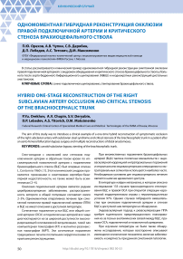 Одномоментная гибридная реконструкция окклюзии правой подключичной артерии и критического стеноза брахиоцефального ствола