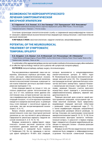 Возможности нейрохирургического лечения симптоматической височной эпилепсии