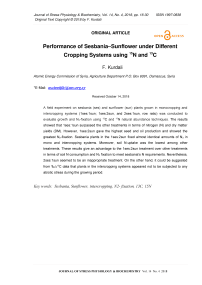 Performance of sesbania-sunflower under different cropping systems using 15N and 13C