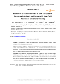 Оценка функционального состояния структур кожи и подкожной клетчатки у животных и человека при микроволновом зондировании ближнего поля резонанса