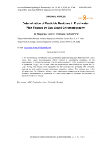 Determination of pesticide residues in freshwater fish tissues by gas liquid chromatography