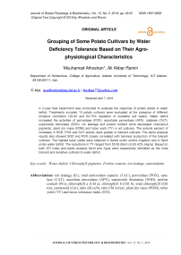 Grouping of some potato cultivars by water deficiency tolerance based on their agro-physiological characteristics