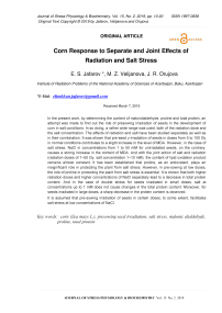 Реакция кукурузы на отдельные и совместные воздействия радиации и солевого стресса