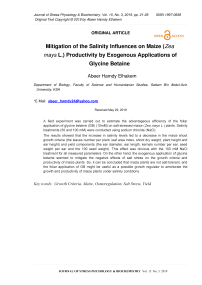 Mitigation of the salinity influences on maize (Zea mays L.) productivity by exogenous applications of Glycine betaine